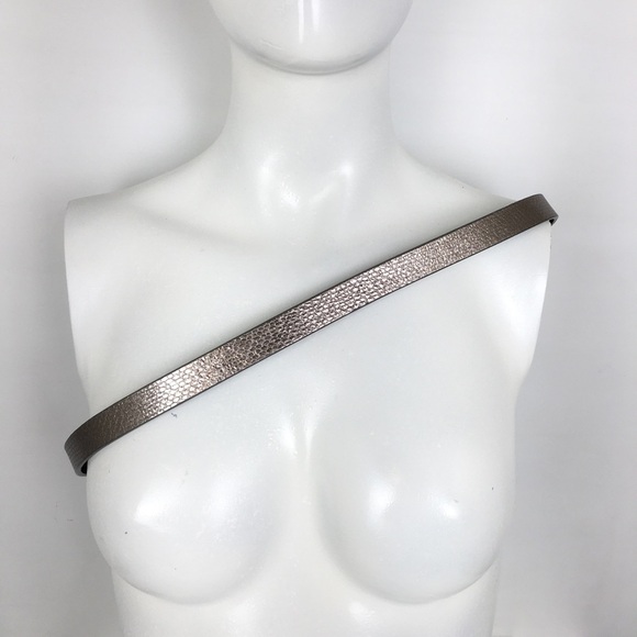Michael Kors Thin Reversible Belt Black Patent Leather Silver Snakeskin Size L - Picture 13 of 14
